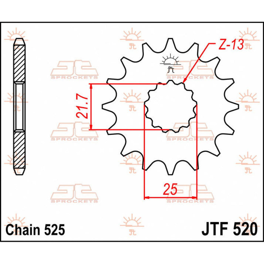 JT SPROCKETS  JTF520.16 FRONT REPLACEMENT SPROCKET 16 TEETH 525 PITCH NATURAL STEEL - Alhawee Motors