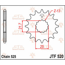 Load image into Gallery viewer, JT SPROCKETS  JTF520.16 FRONT REPLACEMENT SPROCKET 16 TEETH 525 PITCH NATURAL STEEL - Alhawee Motors